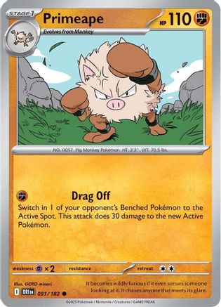 Image of Primeape 091  - Reverse Holofoil SV10 Destined Rivals - Common
