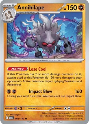 Image of Annihilape 092  - Holofoil SV10 Destined Rivals - Rare