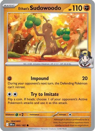 Image of Ethan's Sudowoodo 093  - Reverse Holofoil SV10 Destined Rivals - Common