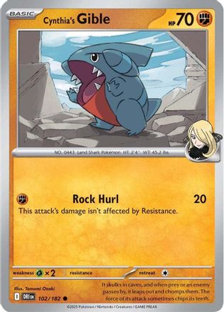 Image of Cynthia's Gible 102  SV10 Destined Rivals - Common