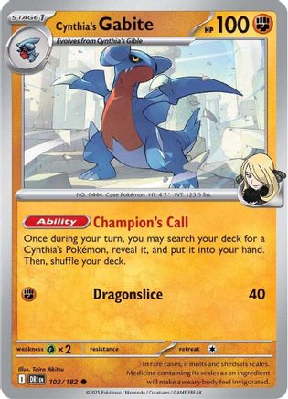 Image of Cynthia's Gabite 103  - Reverse Holofoil SV10 Destined Rivals - Common