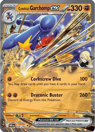 Image of Cynthia's Garchomp ex 104/182  - Holofoil SV10 Destined Rivals - Double Rare