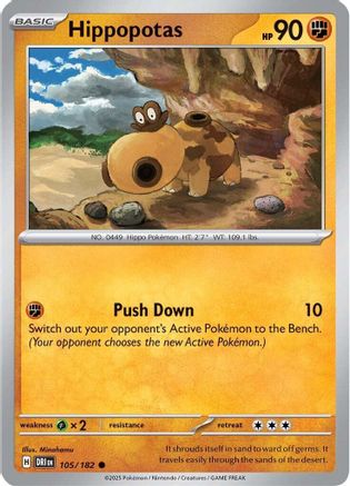 Image of Hippopotas 105  - Reverse Holofoil SV10 Destined Rivals - Common
