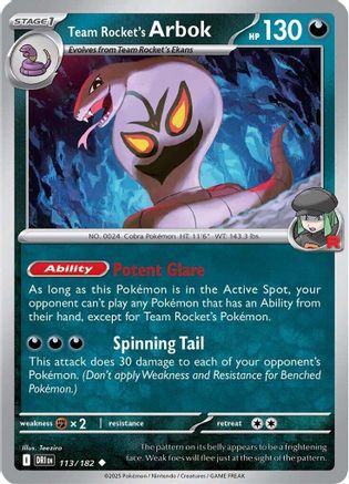 Image of Team Rocket's Arbok 113  SV10 Destined Rivals - Uncommon
