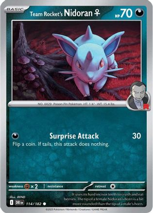 Image of Team Rocket's Nidoran F 114  - Reverse Holofoil SV10 Destined Rivals - Common