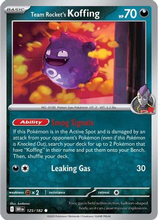 Image of Team Rocket's Koffing 125  - Reverse Holofoil SV10 Destined Rivals - Common