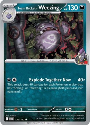 Image of Team Rocket's Weezing 126/182  - Reverse Holofoil SV10 Destined Rivals - Uncommon