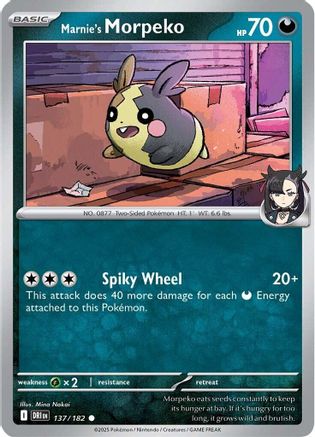 Image of Marnie's Morpeko 137  - Reverse Holofoil SV10 Destined Rivals - Common