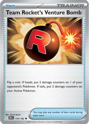 Image of Team Rocket's Venture Bomb 179  - Reverse Holofoil SV10 Destined Rivals - Uncommon