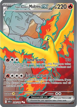 Image of Team Rocket's Moltres ex 208/182  - Holofoil SV10 Destined Rivals - Ultra Rare