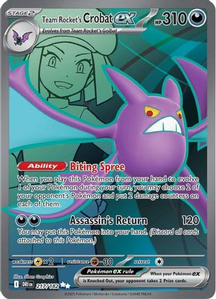 Image of Team Rocket's Crobat ex 217/182  - Holofoil SV10 Destined Rivals - Ultra Rare