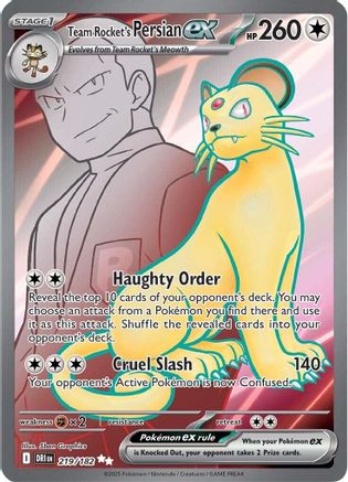 Image of Team Rocket's Persian ex 219/182  - Holofoil SV10 Destined Rivals - Ultra Rare