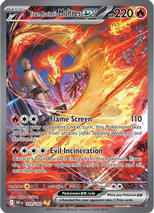 Image of Team Rocket's Moltres ex 229/182  - Holofoil SV10 Destined Rivals - Special Illustration Rare