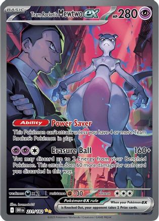 Image of Team Rocket's Mewtwo ex 231/182  - Holofoil SV10 Destined Rivals - Special Illustration Rare