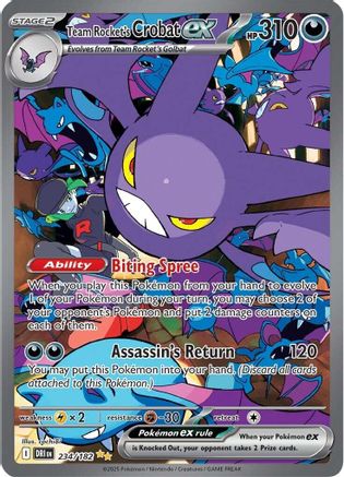 Image of Team Rocket's Crobat ex 234/182  - Holofoil SV10 Destined Rivals - Special Illustration Rare