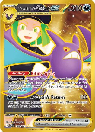 Image of Team Rocket's Crobat ex 242/182  - Holofoil SV10 Destined Rivals - Hyper Rare