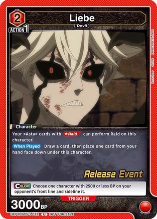 Image of Liebe (UEPR/BCV-1-072) - UE08BT Black Clover Release Event Cards