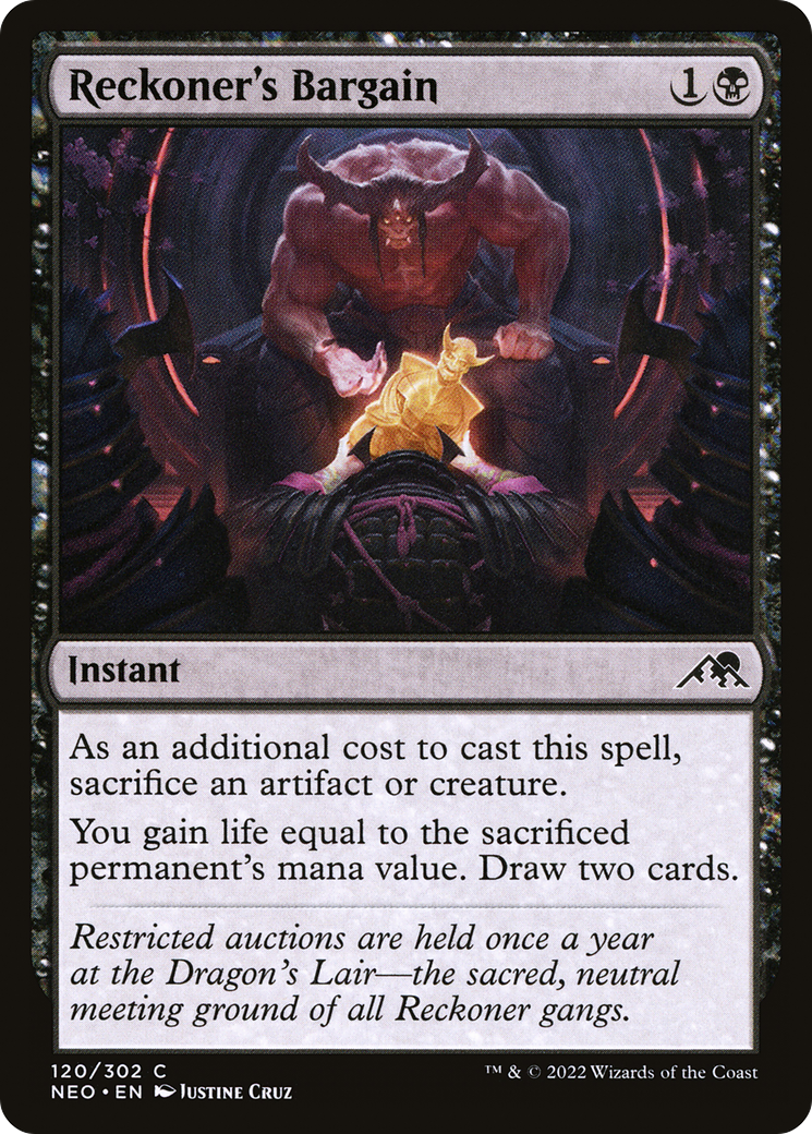 Image of Reckoner's Bargain (NEO-120) - Kamigawa: Neon Dynasty Foil