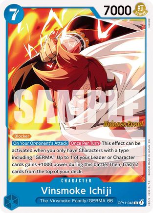 Image of Vinsmoke Ichiji (OP11-043) - A Fist of Divine Speed Release Event Cards