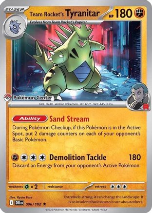 Image of Team Rocket's Tyranitar (Pokemon Center Exclusive) 096  Miscellaneous Cards & Products - Rare