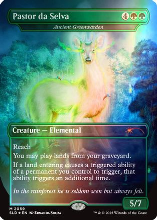 Image of Pastor da Selva - Ancient Greenwarden (Rainbow Foil) (SLD-2059) - Secret Lair Drop Series Foil