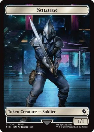 Image of Soldier // Rebel Double-Sided Token (Surge Foil) (FIC-2 // 7) - Commander: FINAL FANTASY Foil