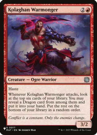Image of Kolaghan Warmonger (LIST-017) - The List Reprints