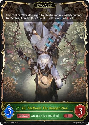 Image of XII. Wolfraud, The Hanged Man (Evolved) (BP10-002EN) - BP10 Gods of the Arcana