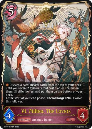 Image of VI. Milteo, The Lovers (BP10-074EN) - BP10 Gods of the Arcana