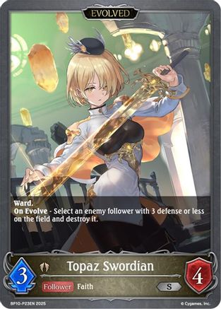 Image of Topaz Swordian (Evolved) - P23 (Foil) (BP10-P23EN) - BP10 Gods of the Arcana