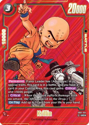 Image of Krillin - SB01-051 (Alternate Art) (SB01-051) - Manga Booster 01 Holofoil