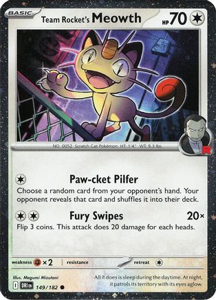 Image of Team Rocket's Meowth (Cosmos Holo) 149  - Holofoil Miscellaneous Cards & Products - Common