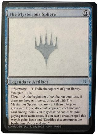 Image of The Mysterious Sphere (-) - Un-Known Event Playtest Cards