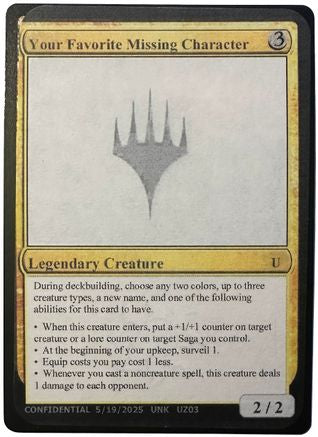 Image of Your Favorite Missing Character (-) - Un-Known Event Playtest Cards