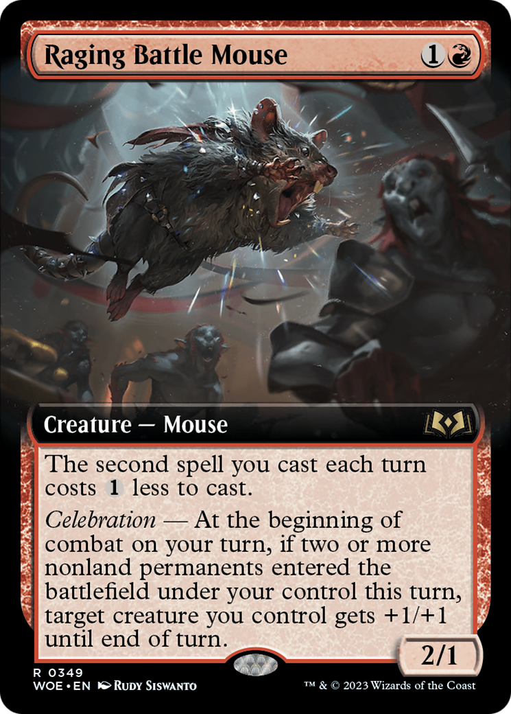 Image of Raging Battle Mouse (Extended Art) (WOE-349) - Wilds of Eldraine: (Extended Art) Foil