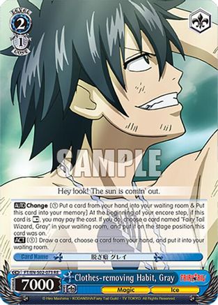 Image of Clothes-removing Habit, Gray (FT/EN-S02-073 R RE) - Fairy Tail Chronicle Set