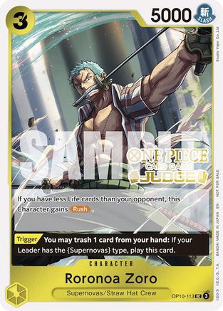 Image of Roronoa Zoro (Judge Pack Vol. 6) (OP10-113) - One Piece Promotion Cards Foil