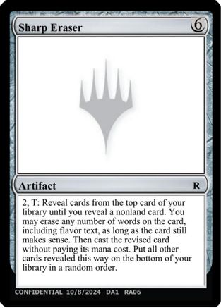 Image of Sharp Eraser (-) - Un-Known Event Playtest Cards