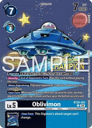 Image of Oblivimon (Regionals 25-26 Season 2 Champion) (BT20-052) - Release Special Booster 2.0 Foil