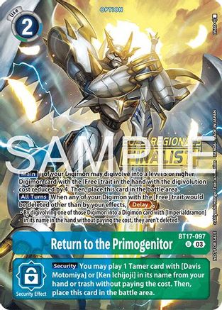 Image of Return to the Primogenitor (Regionals 25-26 Season 2 Finalist) (BT17-097) - Secret Crisis Foil