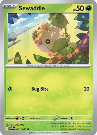 Image of Sewaddle 001/086  - Reverse Holofoil SV White Flare - Common