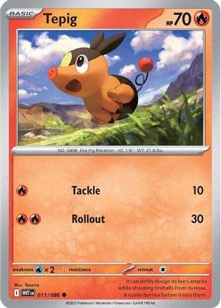 Image of Tepig 011/086  - Holofoil SV White Flare - Common