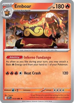 Image of Emboar 013/086  - Reverse Holofoil SV White Flare - Rare