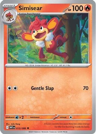 Image of Simisear 015/086  - Reverse Holofoil SV White Flare - Uncommon