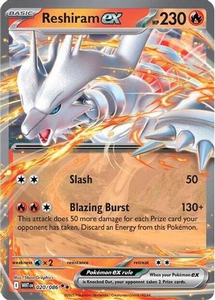 Image of Reshiram ex 020/086  - Holofoil SV White Flare - Double Rare
