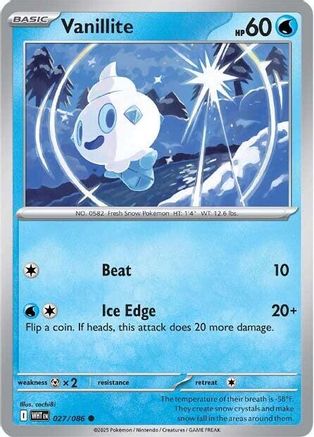 Image of Vanillite 027/086  - Reverse Holofoil SV White Flare - Common