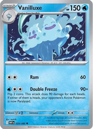Image of Vanilluxe 029/086  - Reverse Holofoil SV White Flare - Uncommon