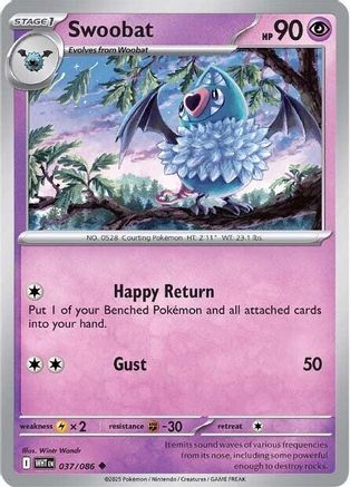 Image of Swoobat 037/086  - Reverse Holofoil SV White Flare - Uncommon