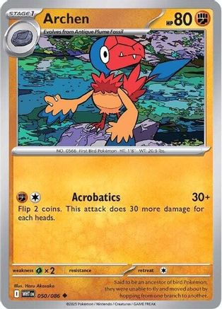 Image of Archen 050/086  - Reverse Holofoil SV White Flare - Uncommon