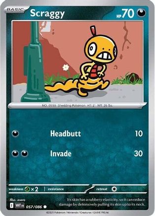 Image of Scraggy 057/086  - Reverse Holofoil SV White Flare - Common